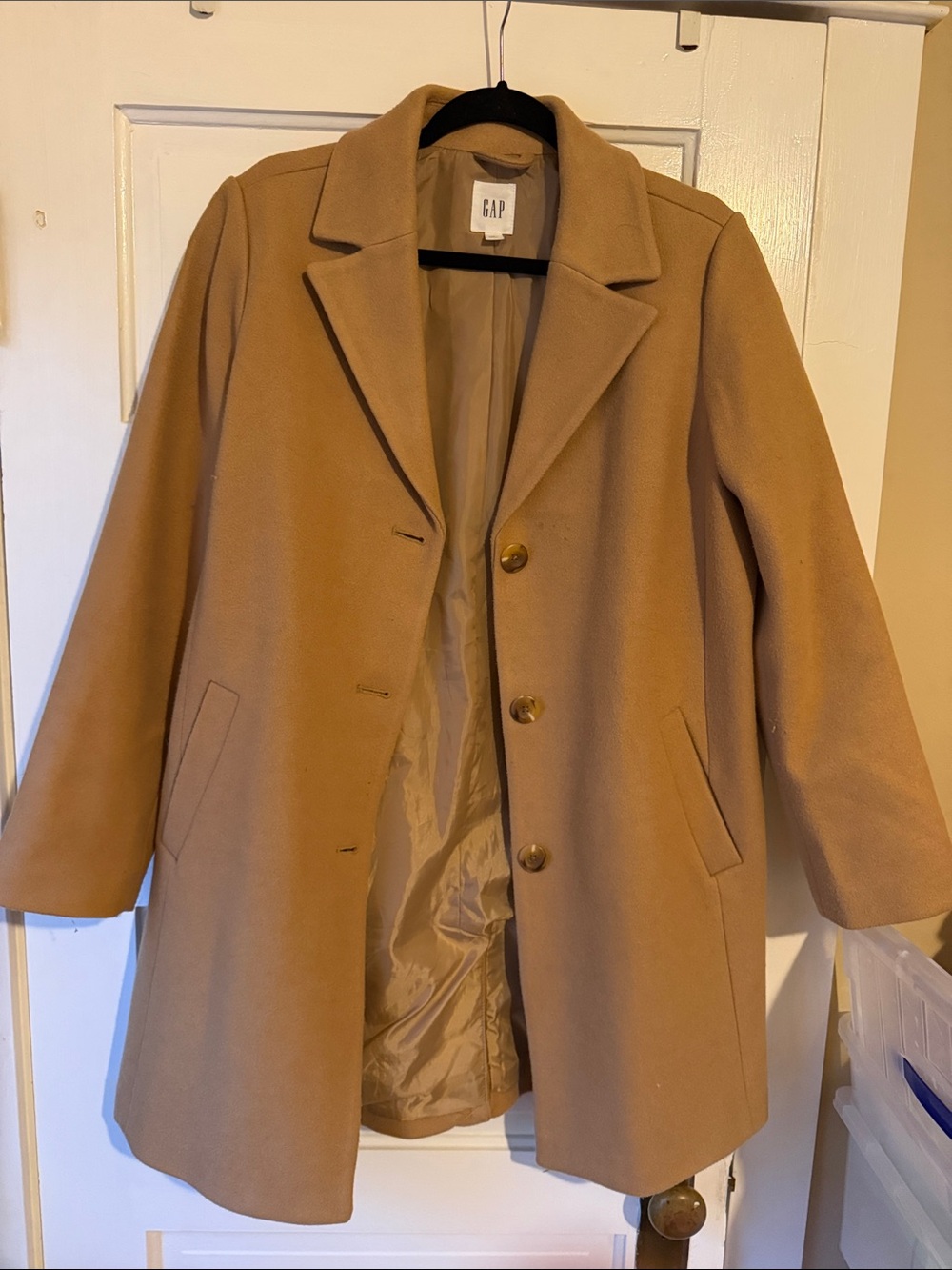 GAP Camel Wool-Blend Single-Breasted Pea Coat
